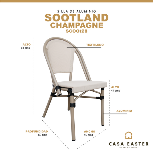 Silla de Rattan para exterior e interior Color Champagne SCOOTLAND 28 - Scoot28