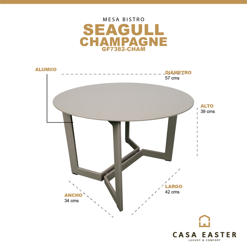 Load image into Gallery viewer, Bistro table Dia. 57cm Seagull champagne color - GF7382-CHAM
