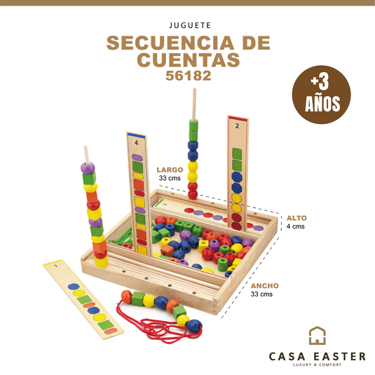 Juego secuencia de cuentas de madera - 56182
