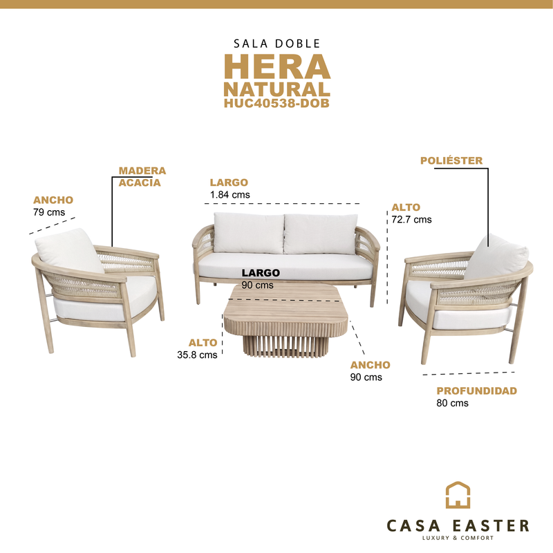 Cargue la imagen en el visor de la galería, Set doble Hera de madera color natural - HUC40538-DOB
