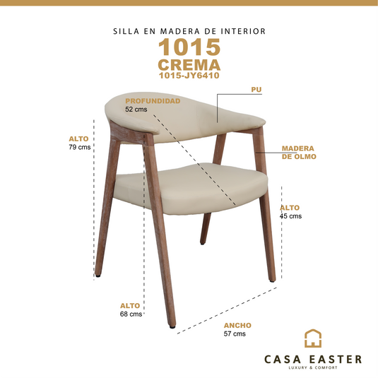 Silla de Madera para Interior 1015 color crema - 1015-JY6410