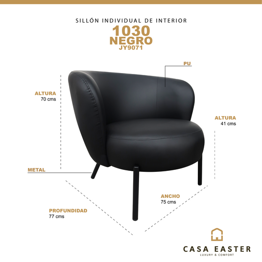 Sillón individual de Interior JY9071 - 1030  color negro - JY9071 / 1030