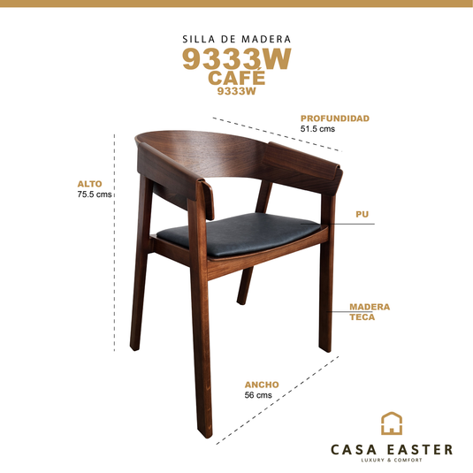 Silla de Interior de Madera 9333W color Café - 9333W