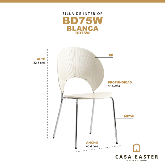 Silla de Interior BD75W DE PP Color Blanco - BD75W