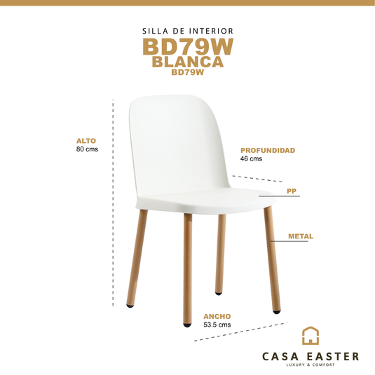 Silla de Interior BD79W de PP color Blanco - BD79W