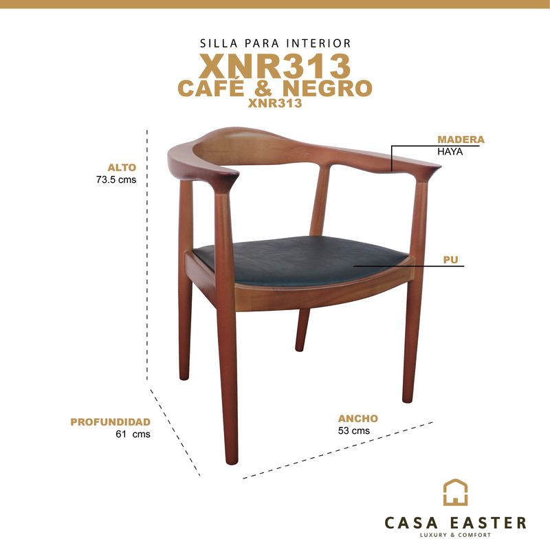 Cargue la imagen en el visor de la galería, Silla de madera para interior XNR313 color natural &amp; negro - XNR313
