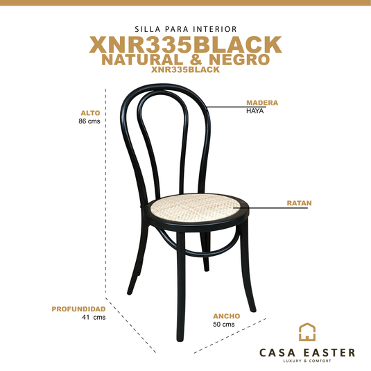 Silla de madera para interior XNR335BLACK color negro - XNR335BLACK