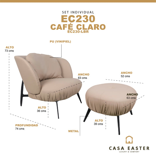 Single armchair with stool EC230 2 pc indoor - EC230 