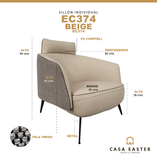 Sillón individual EC374 de interior - EC374