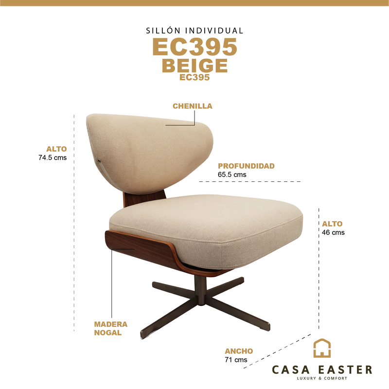 Cargue la imagen en el visor de la galería, Sillón individual de interior elegante para interior - EC395
