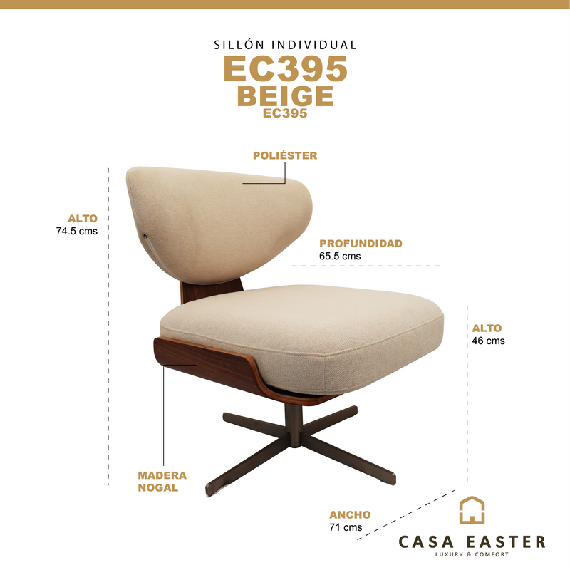 Cargue la imagen en el visor de la galería, Sillón individual de interior elegante para interior - EC395
