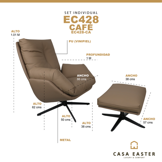Set EC428 sillón individual con taburete para interior - EC428-CA