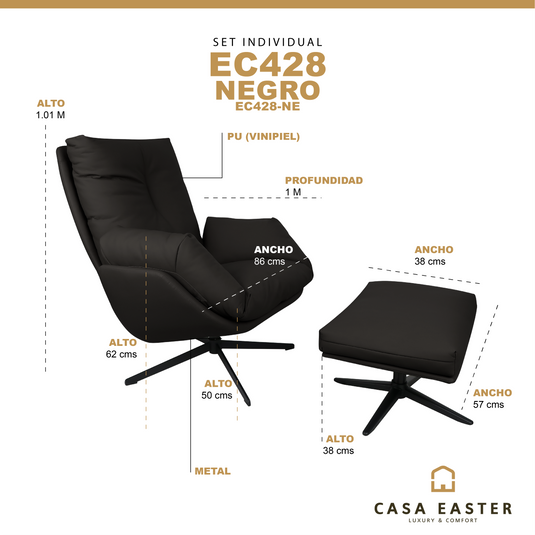 EC428 Set single armchair with stool for indoor use - EC428-CA 