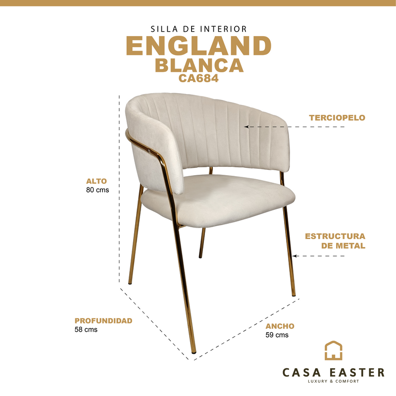 Cargue la imagen en el visor de la galería, Silla  para interior Color Blanco ENGLAND - CA684
