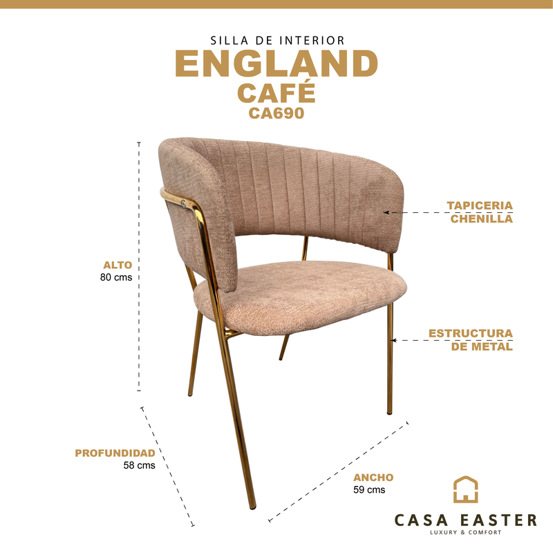 Cargue la imagen en el visor de la galería, Silla para interior Color café ENGLAND - CA690
