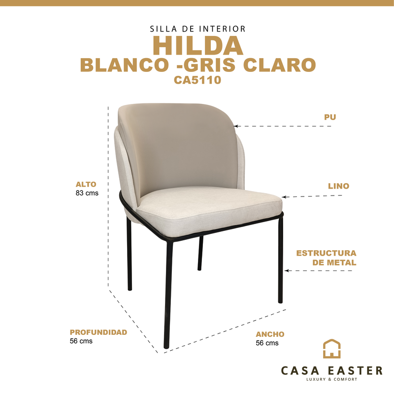 Cargue la imagen en el visor de la galería, Silla de Interior Hilda color blanca/gris claro - CA5110
