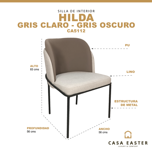 Silla de Interior Hilda color gris / gris obscuro - CA5112