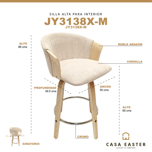 Silla Alta de Interior color beige & natural - JY3138XM
