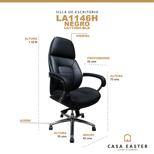 Silla de escritorio LA1146H1 para interior color Negro - LA1146H1