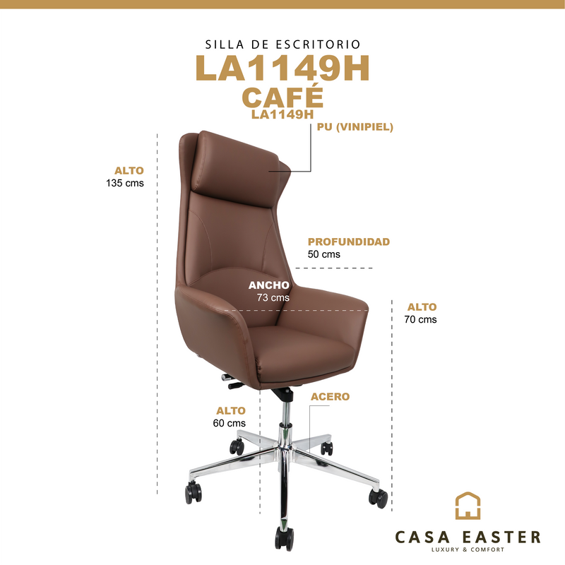 Cargue la imagen en el visor de la galería, Silla de escritorio LA1149H para interior color Brown - LA1149H
