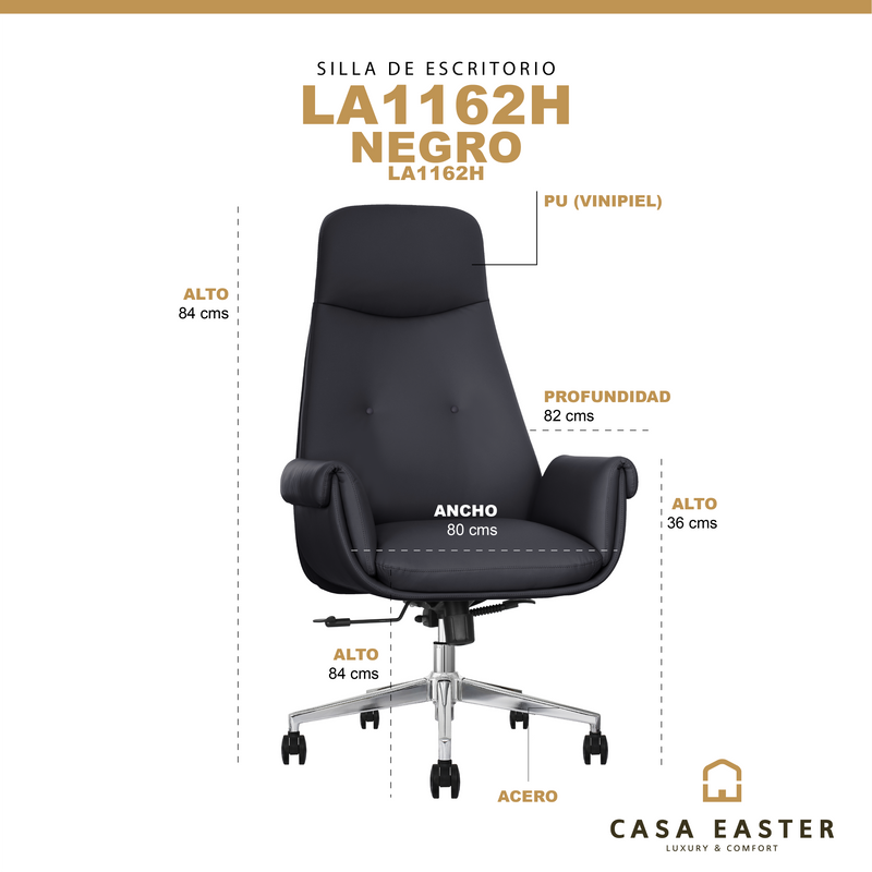 Cargue la imagen en el visor de la galería, Silla de escritorio LA1162H para interior color Negro - LA1162H
