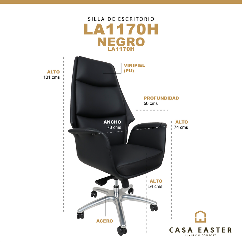 Cargue la imagen en el visor de la galería, Silla de escritorio LA1170H para interior color Negro - LA1170H
