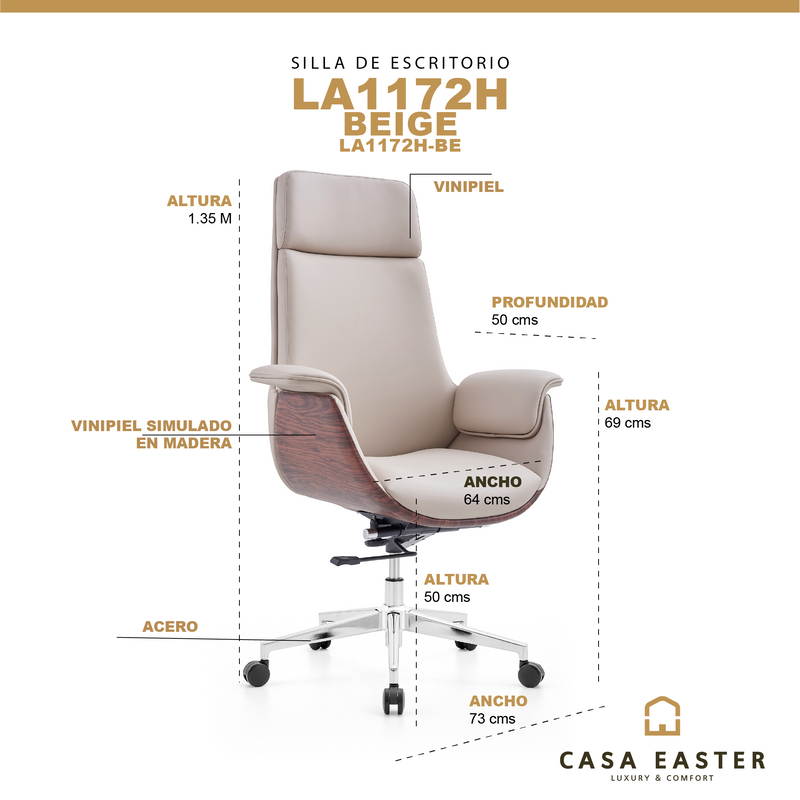 Cargue la imagen en el visor de la galería, Silla de escritorio LA1172H para interior color beige - LA1172H
