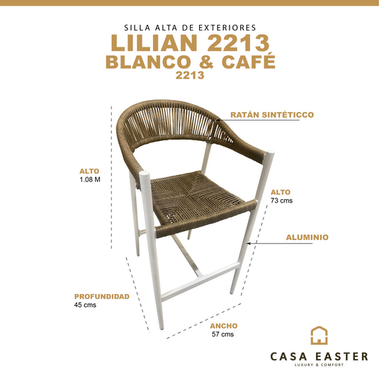 Silla Alta de Lazo para Exterior e Interior Color Blanco LILIAN -2213