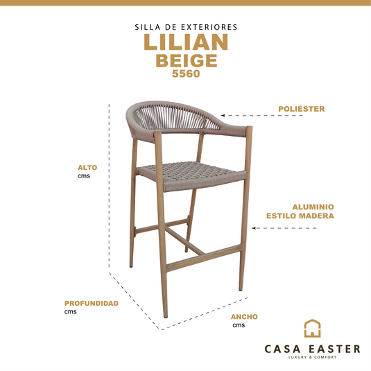 Silla Alta de Lazo para Exterior e Interior Color Blanco LILIAN -5560