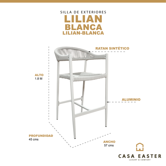 Silla Alta de Lazo para Exterior e Interior Color Blanca - Lilian Blanca