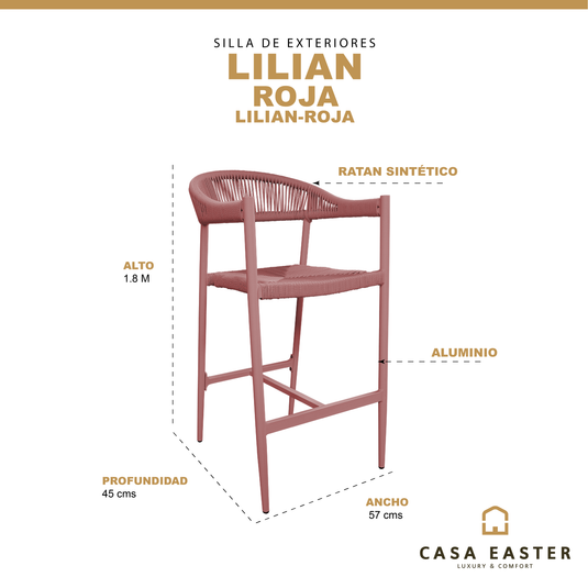 Silla Alta de Lazo para Exterior e Interior Color rojo - Lilian rojo