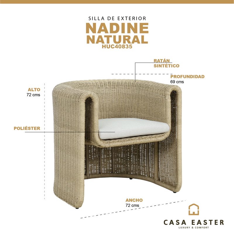 Cargue la imagen en el visor de la galería, Silla de comedor Nadine color natural - HUC40835
