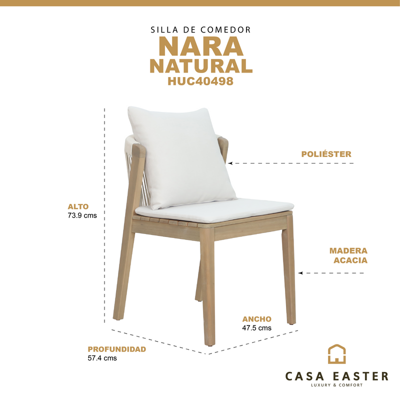 Cargue la imagen en el visor de la galería, Silla de madera Nara color Natural - HUC40498 
