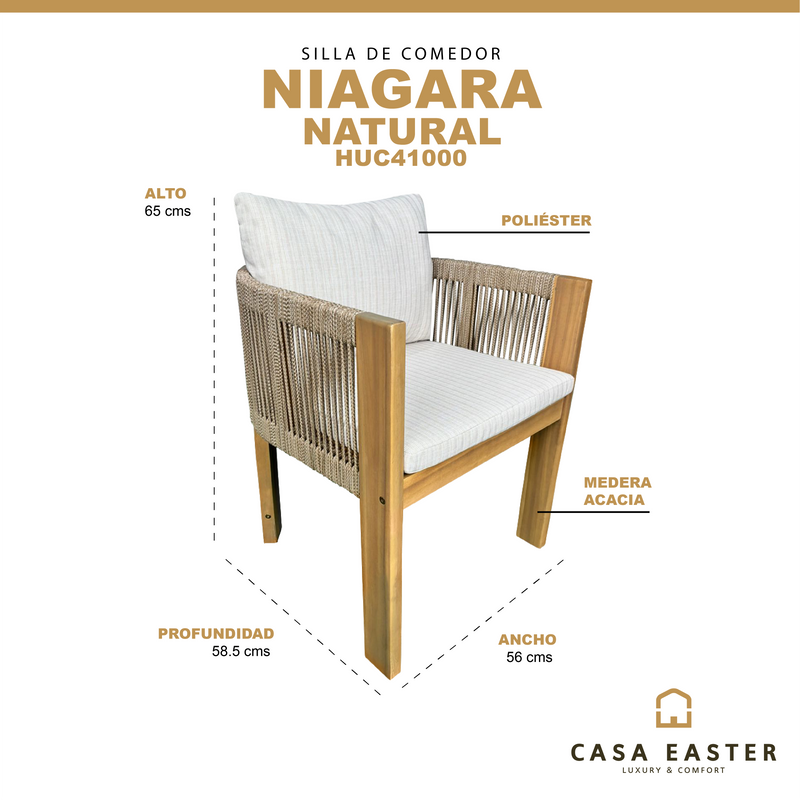 Cargue la imagen en el visor de la galería, Silla de madera Niagara color natural - HUC41000
