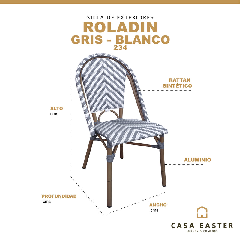 Cargue la imagen en el visor de la galería, Silla de Rattan para exterior e interior Color Gris &amp; blanco  ROLADIN -234
