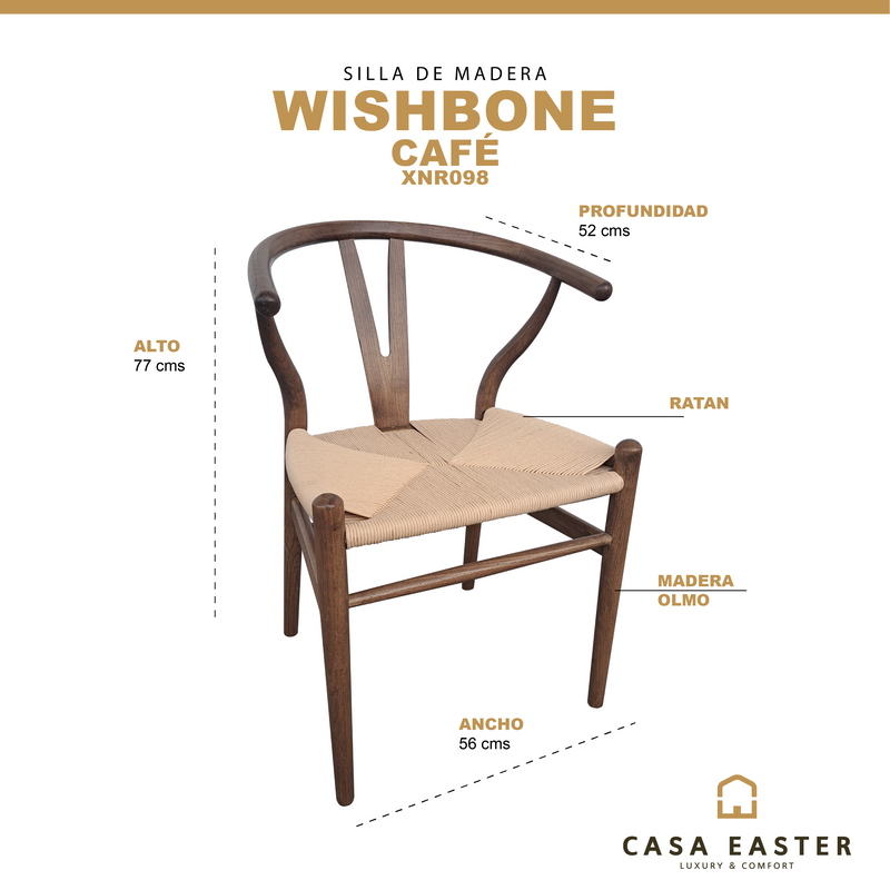 Cargue la imagen en el visor de la galería, Silla de madera para interior Wishbone color Café - XNR098
