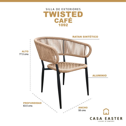 silla de Ratan Twisted 1092color Café - 1092