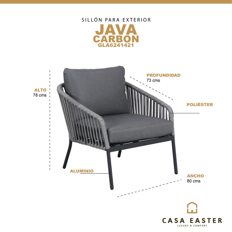Cargue la imagen en el visor de la galería, Sillon Java Color Carbon  Individual - GLA6241421 CasaEaster
