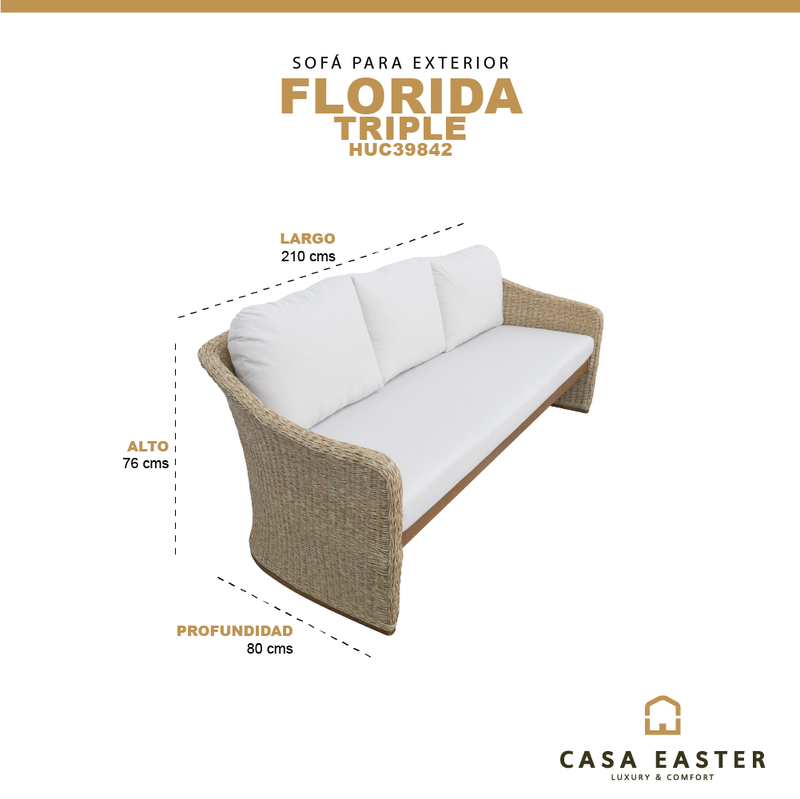 Cargue la imagen en el visor de la galería, Sofá para interior y Exterior Triple color Natural Florida - HUC39842
