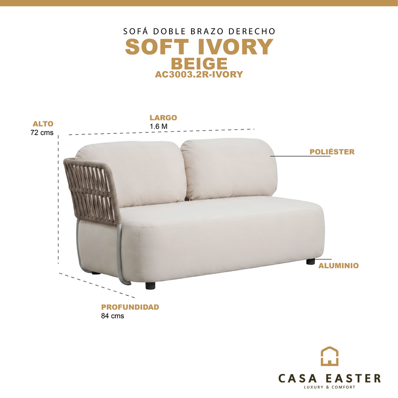 Load image into Gallery viewer, Soft sofa with double right armrest, Ivory color - AC30032R-IVORY
