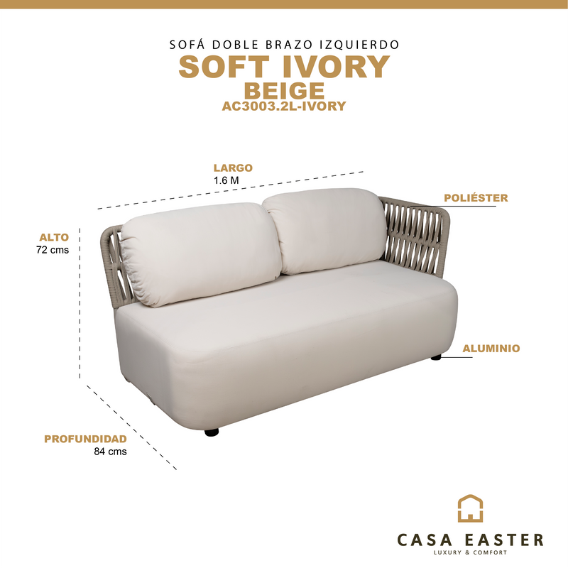 Load image into Gallery viewer, Double Arm Sofa Left Soft Ivory Color - AC30032L-IVORY
