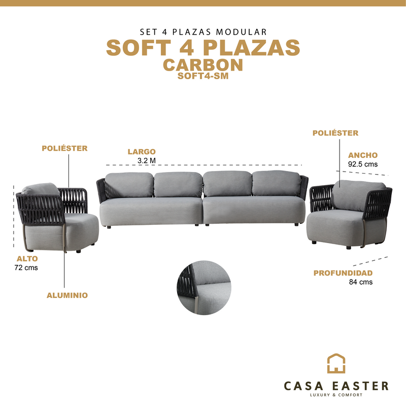 Load image into Gallery viewer, Soft Carbon 4-seater set - SOFT4-SM 
