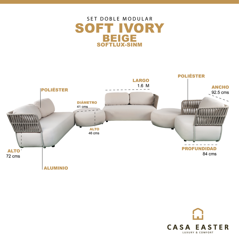 Cargue la imagen en el visor de la galería, Set SOFT Modular 4 Plazas de planta abierta color Beige - SOFTLUX-SINM
