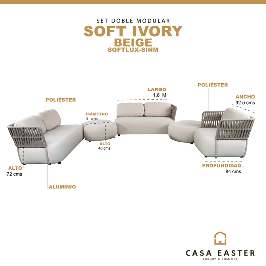 Set SOFT Modular 4 Plazas de planta abierta color Beige - SOFTLUX-SINM