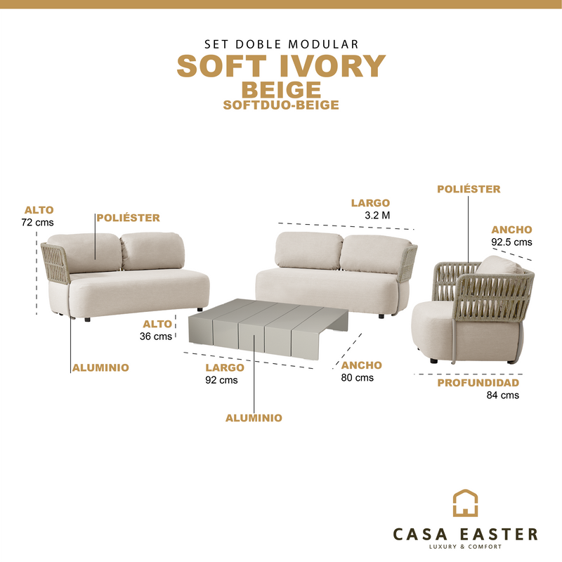 Cargue la imagen en el visor de la galería, Set Duo SOFT Modular color Beige - SOFTDUO-BEIGE
