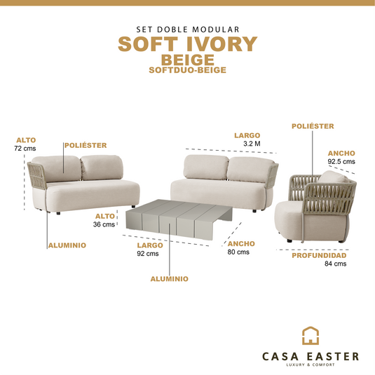 Set Duo SOFT Modular color Beige - SOFTDUO-BEIGE