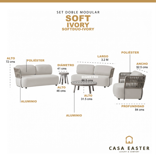 Set Duo SOFT Modular color Ivory beige - SOFTDUO-IVORY