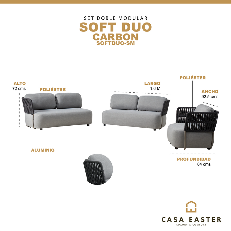 Load image into Gallery viewer, Charcoal soft Duo set - SOFTDUO-SM 
