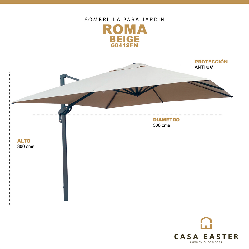 Cargue la imagen en el visor de la galería, Sombrilla  Roma Brazo Lateral Para Jardin  Color Beige -60412FN
