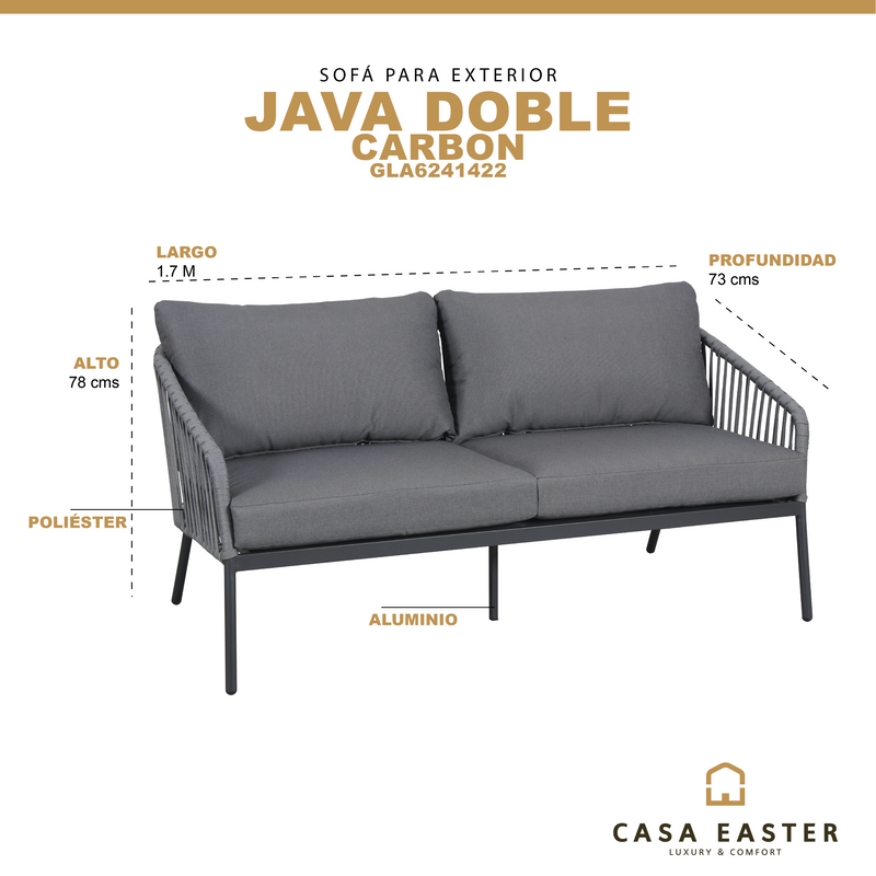 Cargue la imagen en el visor de la galería, Sillon Doble Java Color Carbon - GLA6241422 CasaEaster
